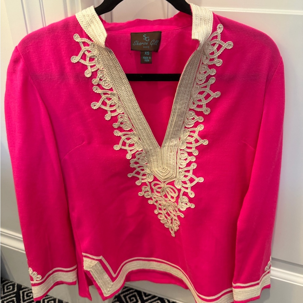 Pink and Cream Embroidered Tunic